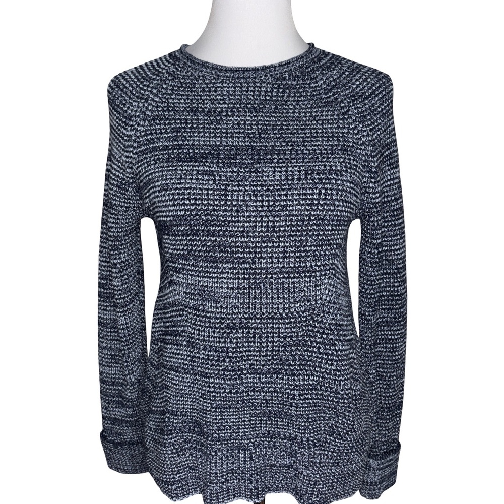 Style & Co Navy and White Crew Neck Sweater